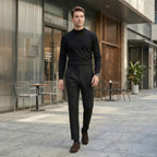 Men’s Cropped Suit Pants – Mid Waist Solid Design