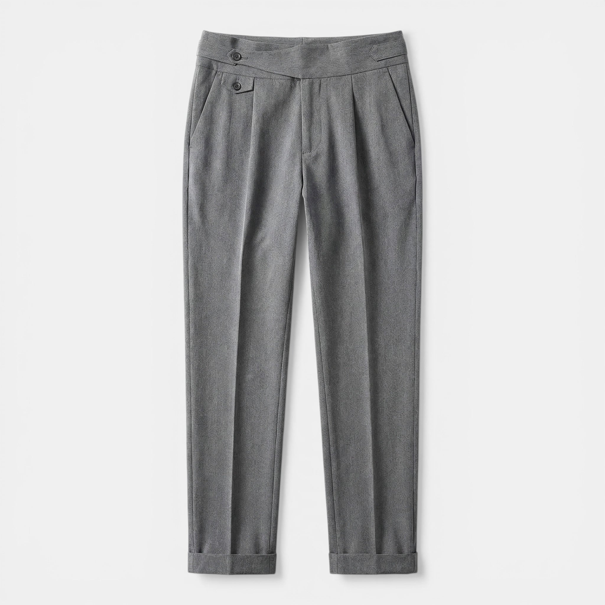 Men’s Cropped Suit Pants – Mid Waist Solid Design