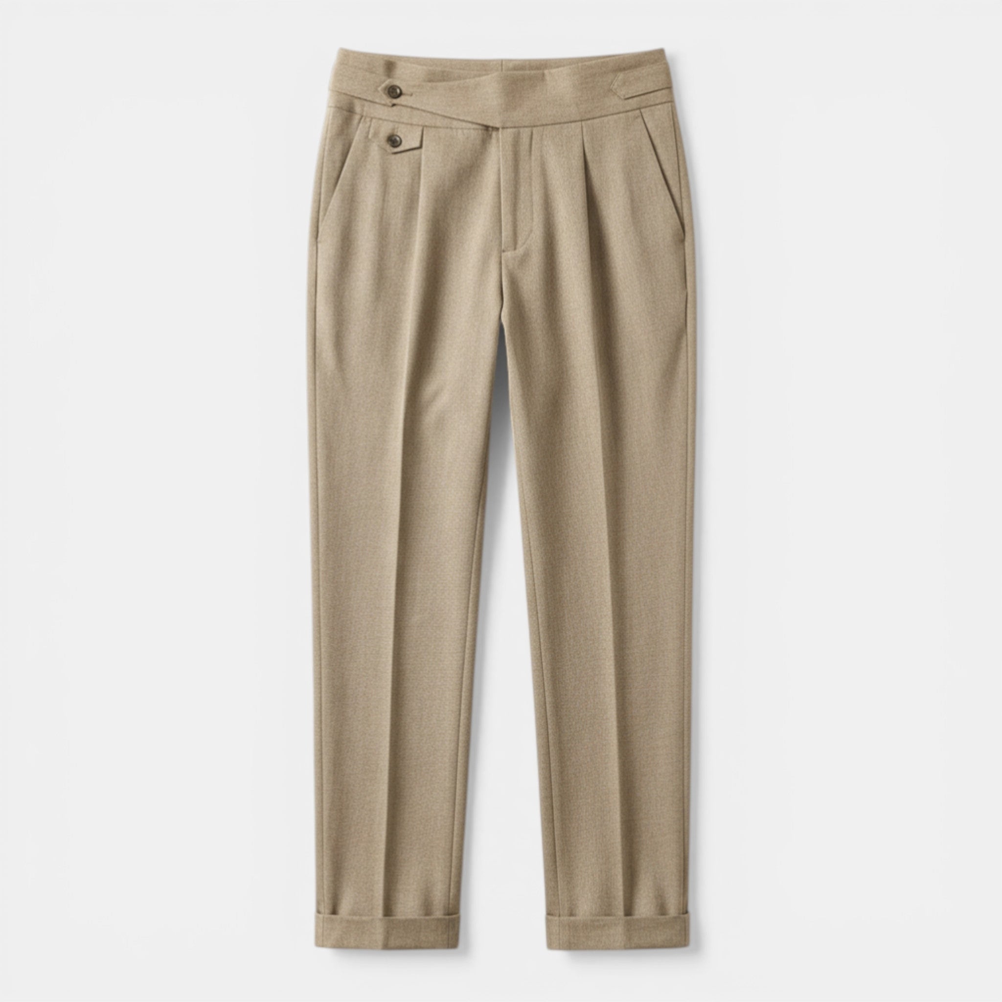 Men’s Cropped Suit Pants – Mid Waist Solid Design