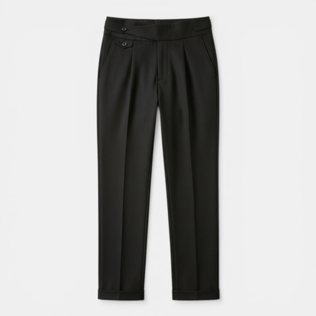 Men’s Cropped Suit Pants – Mid Waist Solid Design