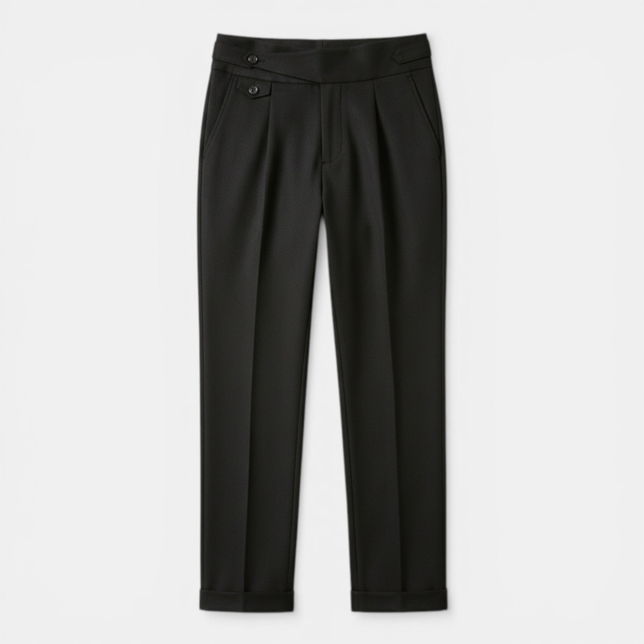 Men’s Cropped Suit Pants – Mid Waist Solid Design
