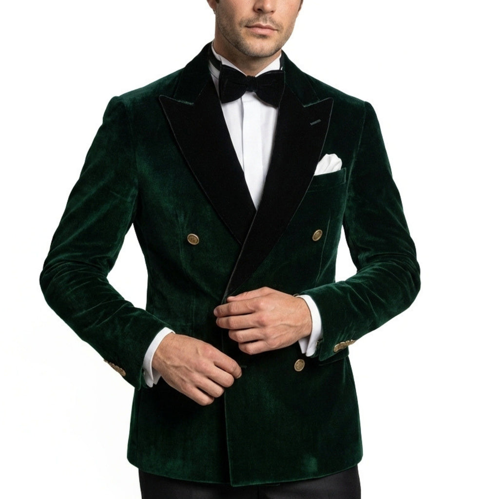 Men’s Tailored Double Breasted Blazer – Six Button Velvet