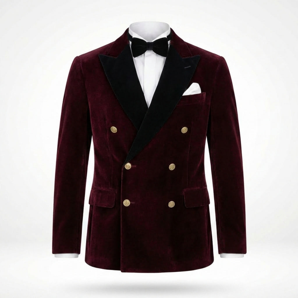 Men’s Tailored Double Breasted Blazer – Six Button Velvet