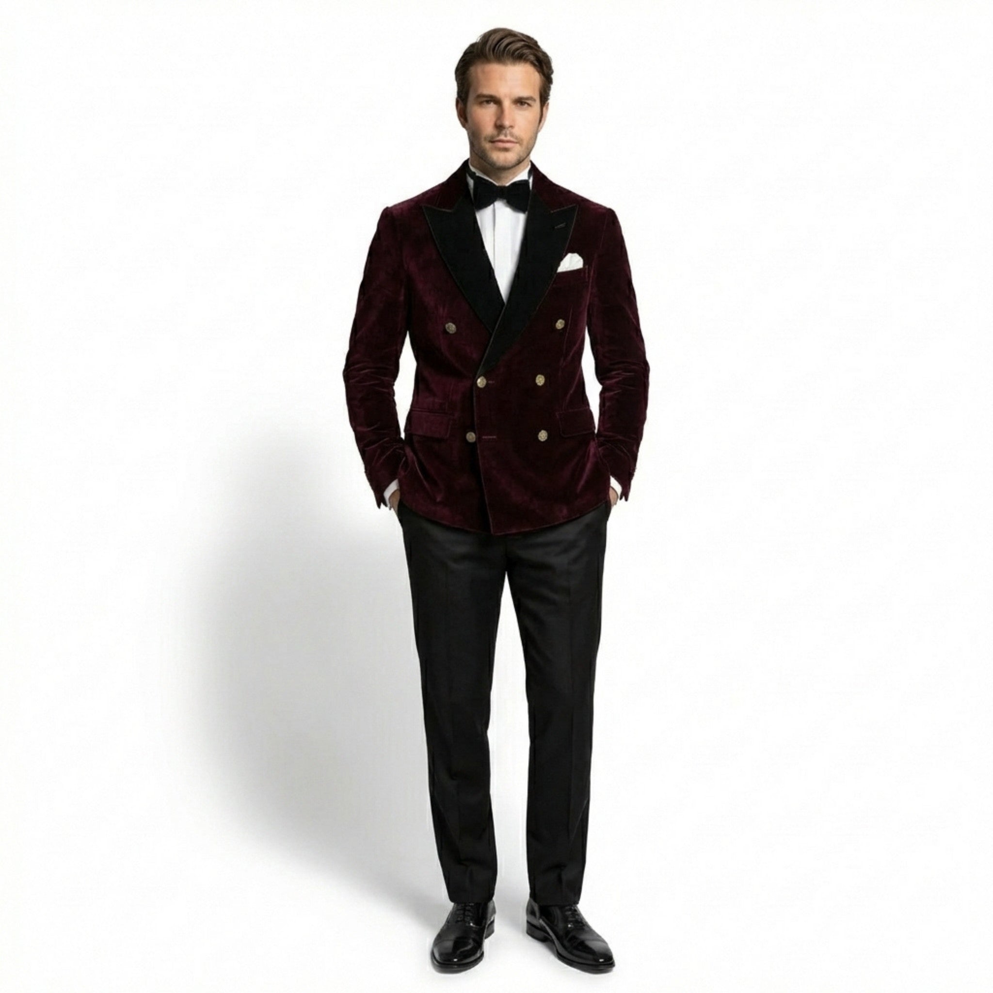 Men’s Tailored Double Breasted Blazer – Six Button Velvet