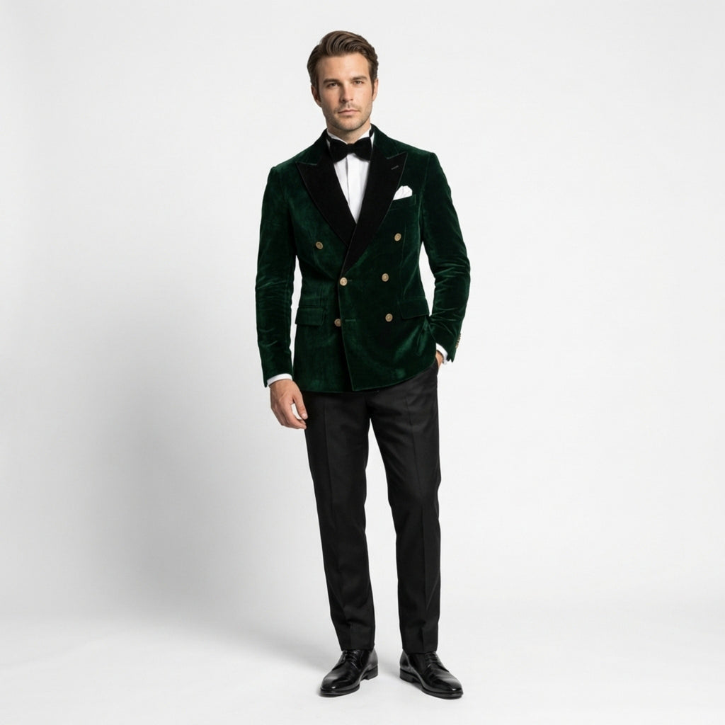 Men’s Tailored Double Breasted Blazer – Six Button Velvet
