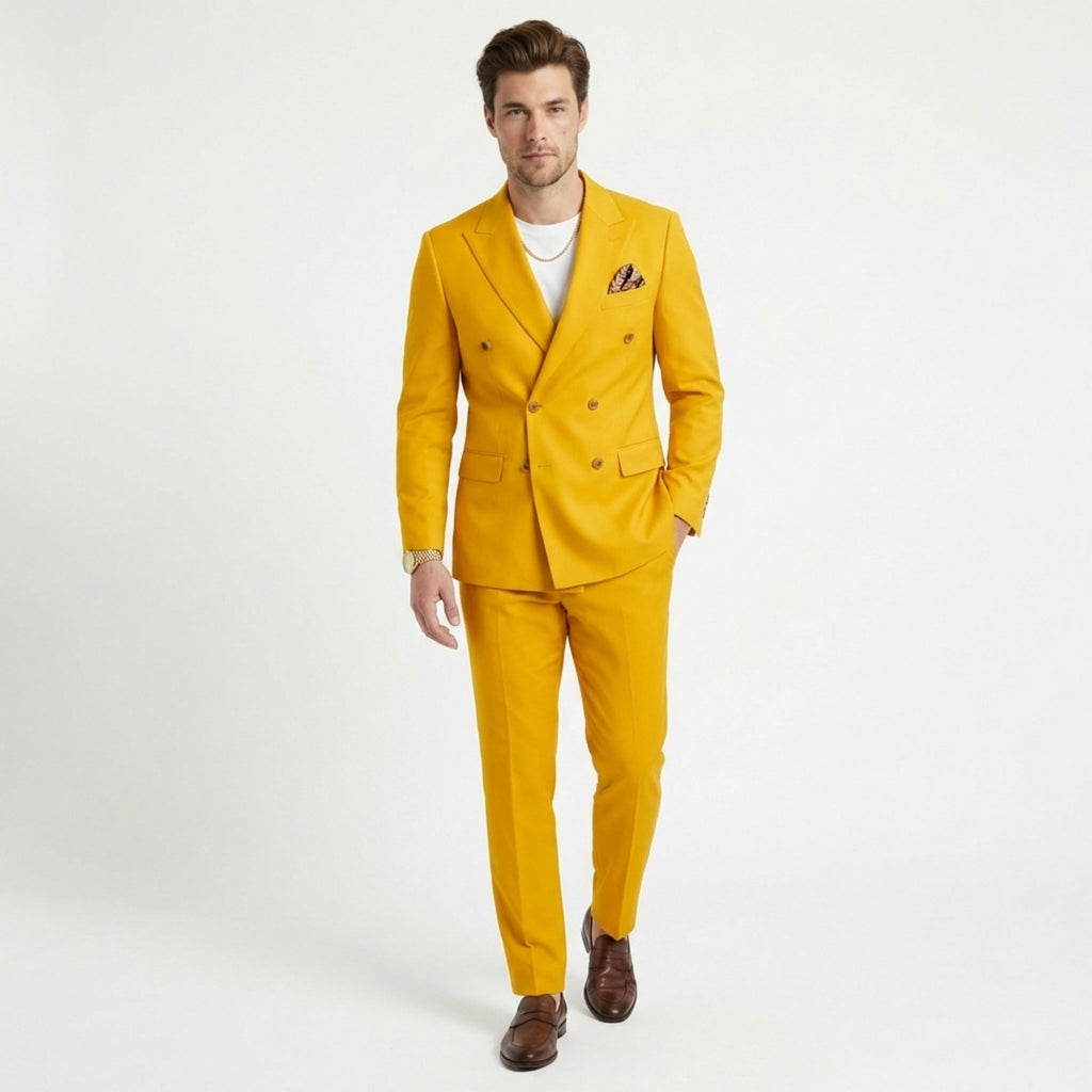 Men’s 2-Piece Suit – Double Breasted Six Buttons Business Wedding Prom