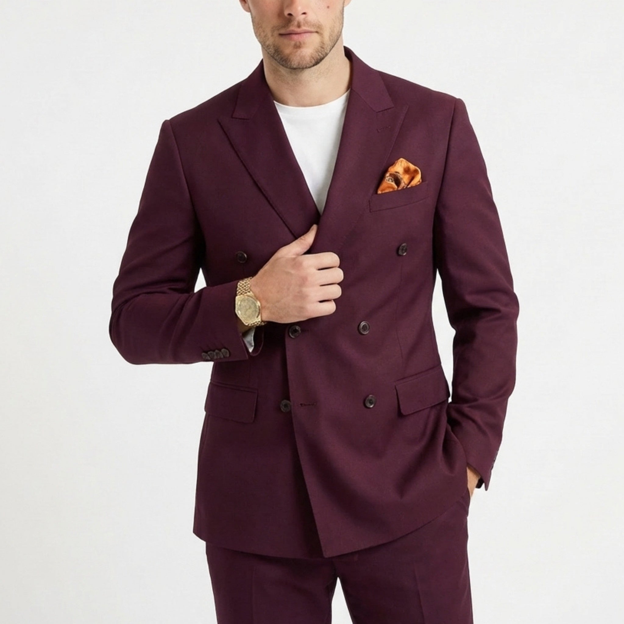 Men’s 2-Piece Suit – Double Breasted Six Buttons Business Wedding Prom