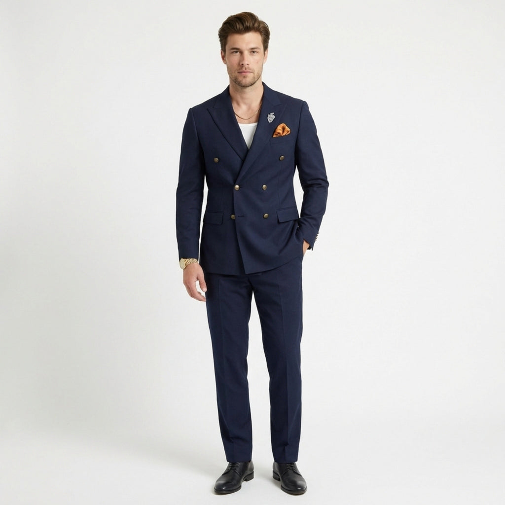 Men’s 2-Piece Suit – Double Breasted Six Buttons Business Wedding Prom