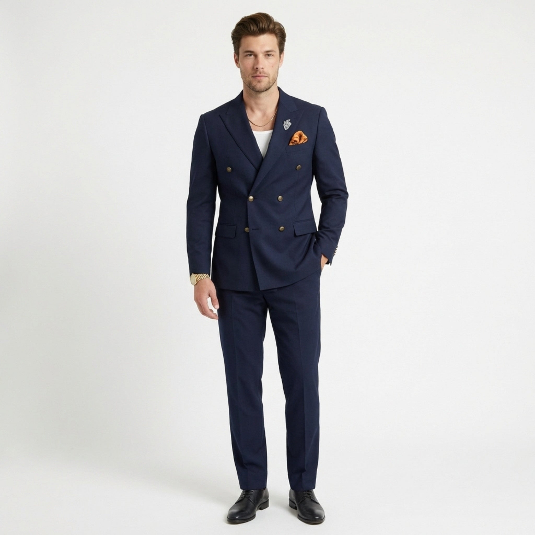 Men’s 2-Piece Suit – Double Breasted Six Buttons Business Wedding Prom