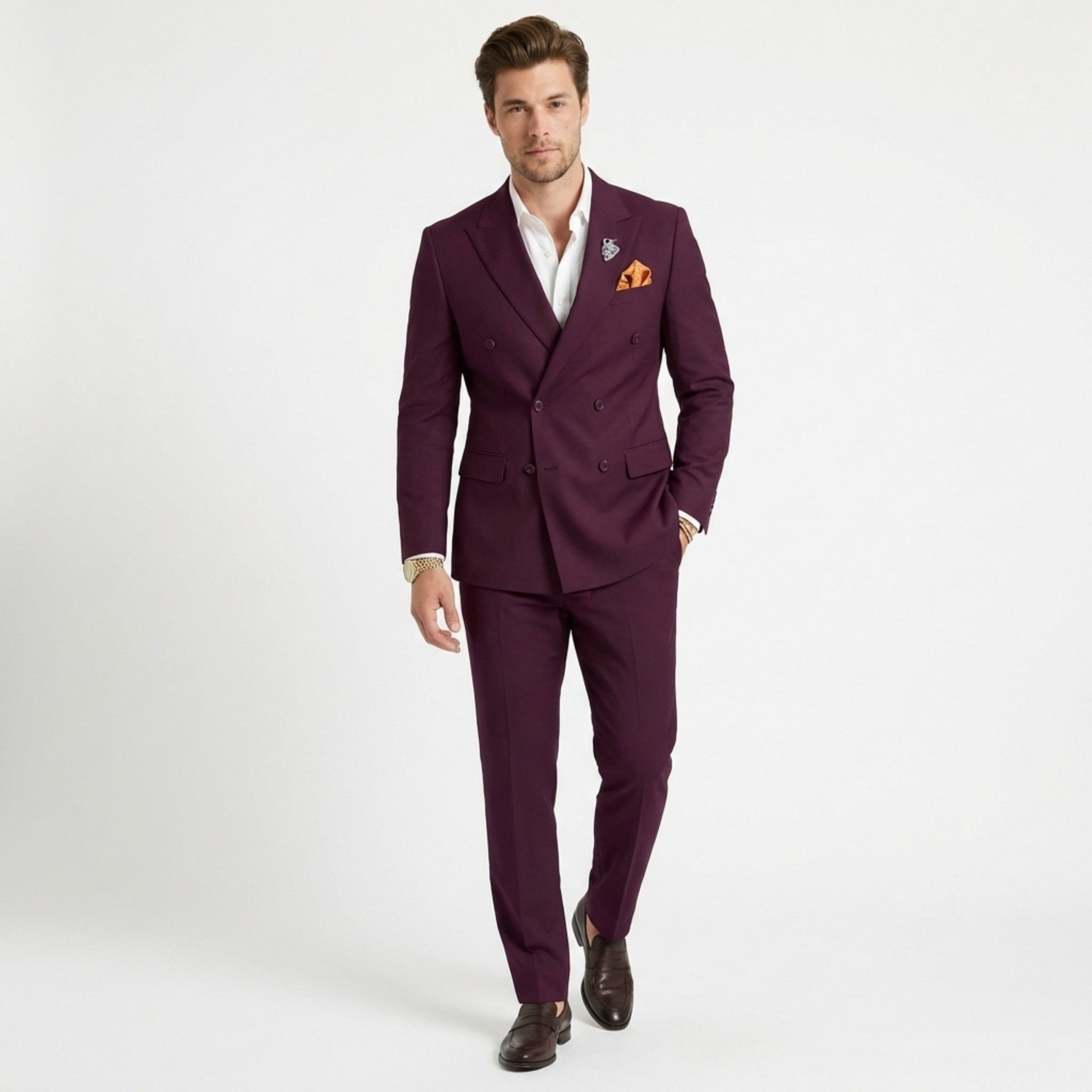 Men’s 2-Piece Suit – Double Breasted Six Buttons Business Wedding Prom