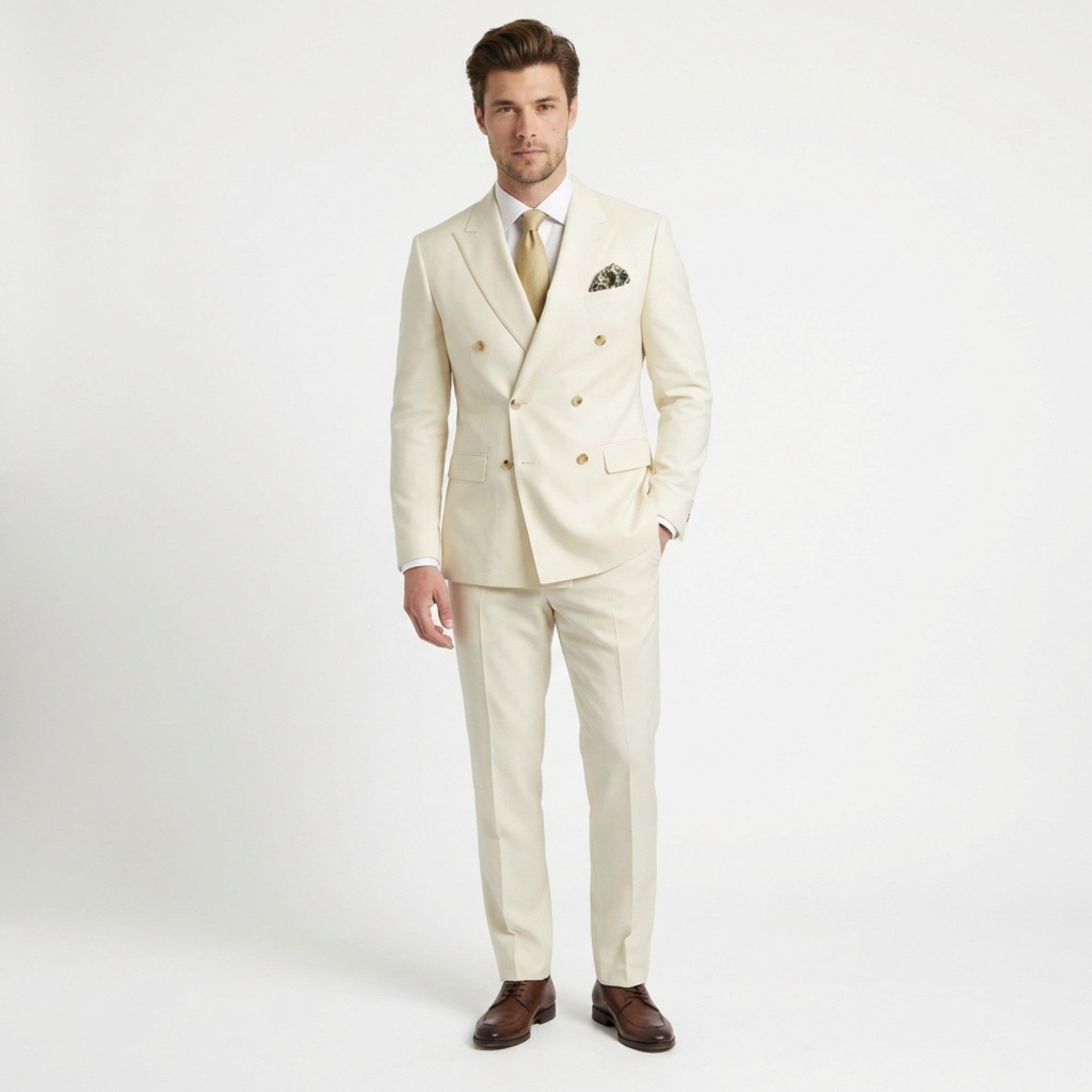 Men’s Standard Fit 2-Piece Suit – Double Breasted Six Buttons Wedding