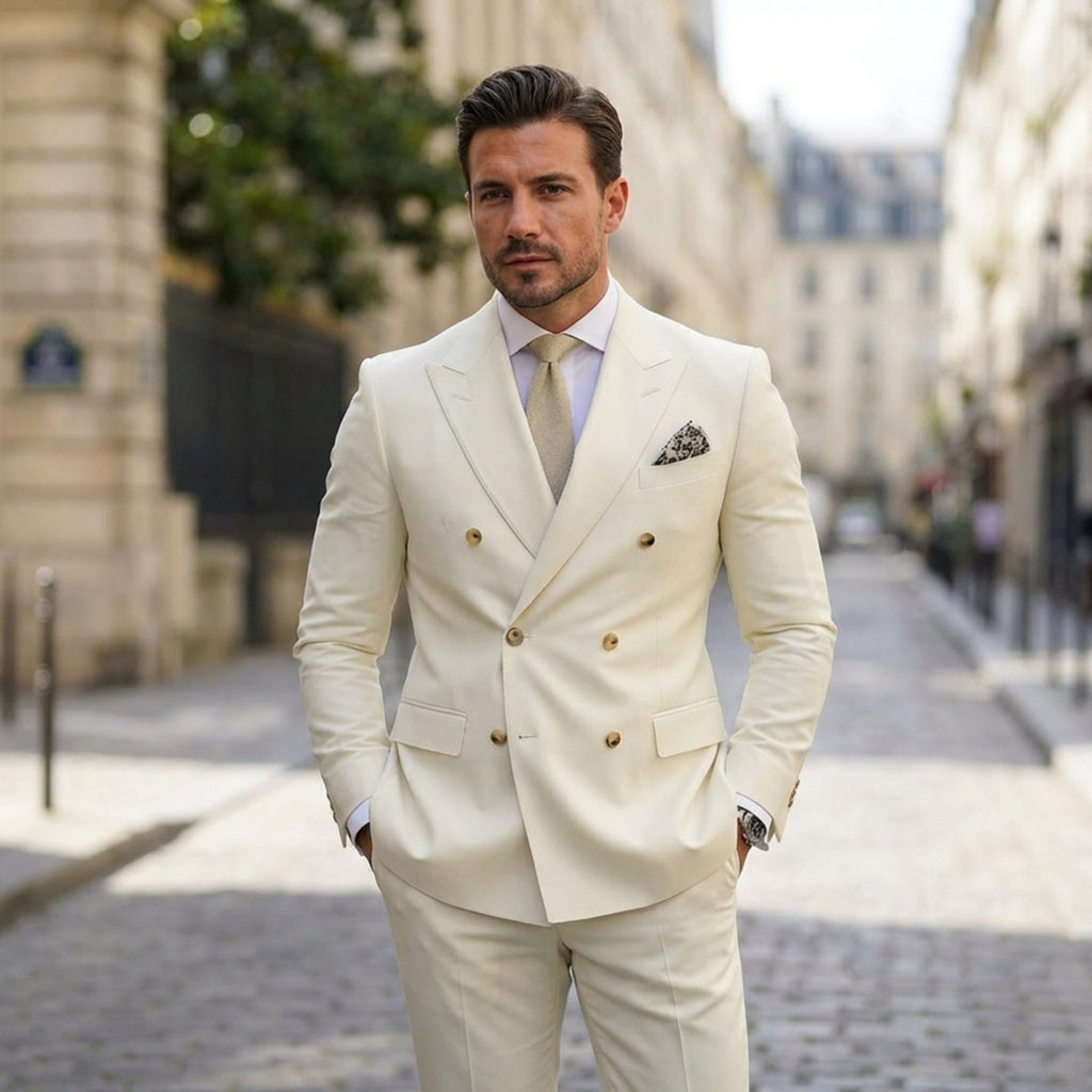 Men’s Standard Fit 2-Piece Suit – Double Breasted Six Buttons Wedding