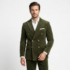 Men’s Tailored Double Breasted Suit Set – Six Button Corduroy