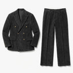 Men’s Tailored Double Breasted Suit Set – Six Button Corduroy