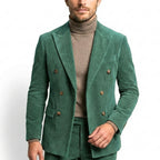 Men’s Tailored Double Breasted Suit Set – Six Button Corduroy