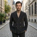 Men’s Tailored Double Breasted Suit Set – Six Button Corduroy