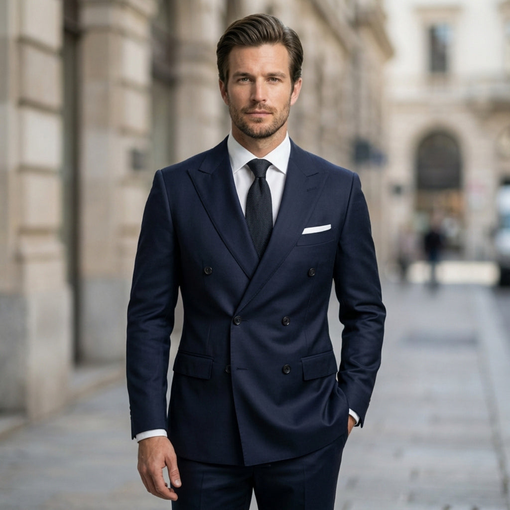 Men’s Double Breasted Suit Set – Tailored Peak Lapel