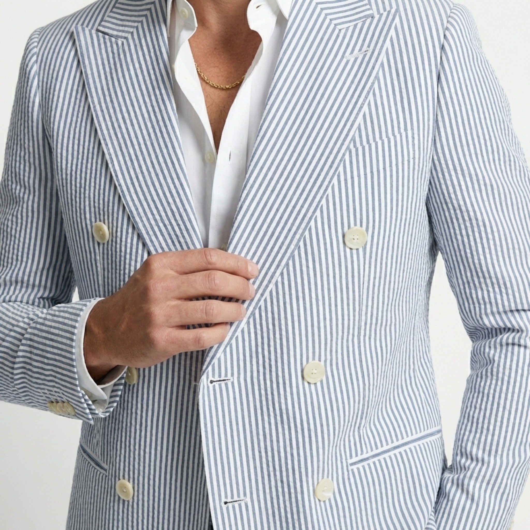 Men's Tailored Fit Double Breasted Six-buttons 2 Pieces Beach Wedding Suits