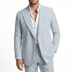 Men's Tailored Fit Double Breasted Six-buttons 2 Pieces Beach Wedding Suits