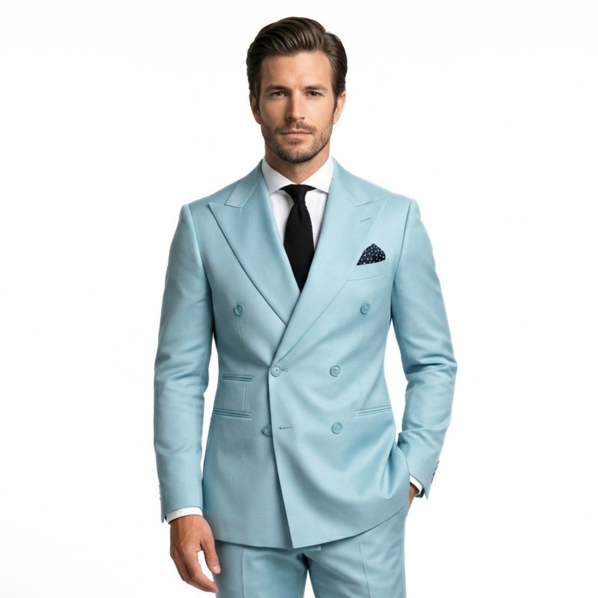 Men’s Double Breasted Suit Set – Tailored Six Button