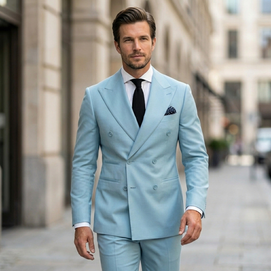 Men’s Double Breasted Suit Set – Tailored Six Button