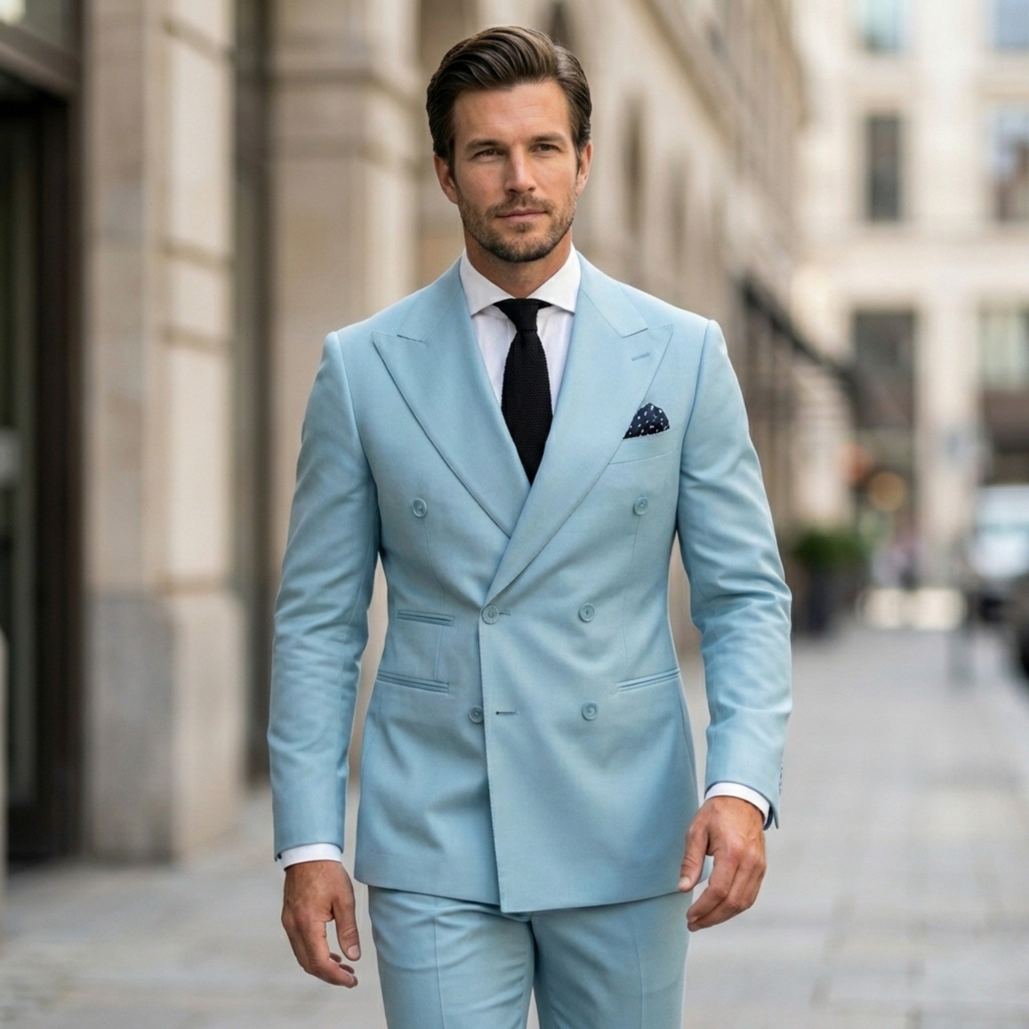 Men’s Double Breasted Suit Set – Tailored Six Button