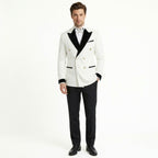 Men’s Colour Block Tuxedo 2-Piece Suit – Tailored Fit Double Breasted Six Buttons Wedding Party Prom