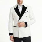 Men’s Colour Block Tuxedo 2-Piece Suit – Tailored Fit Double Breasted Six Buttons Wedding Party Prom