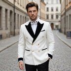 Men’s Colour Block Tuxedo 2-Piece Suit – Tailored Fit Double Breasted Six Buttons Wedding Party Prom