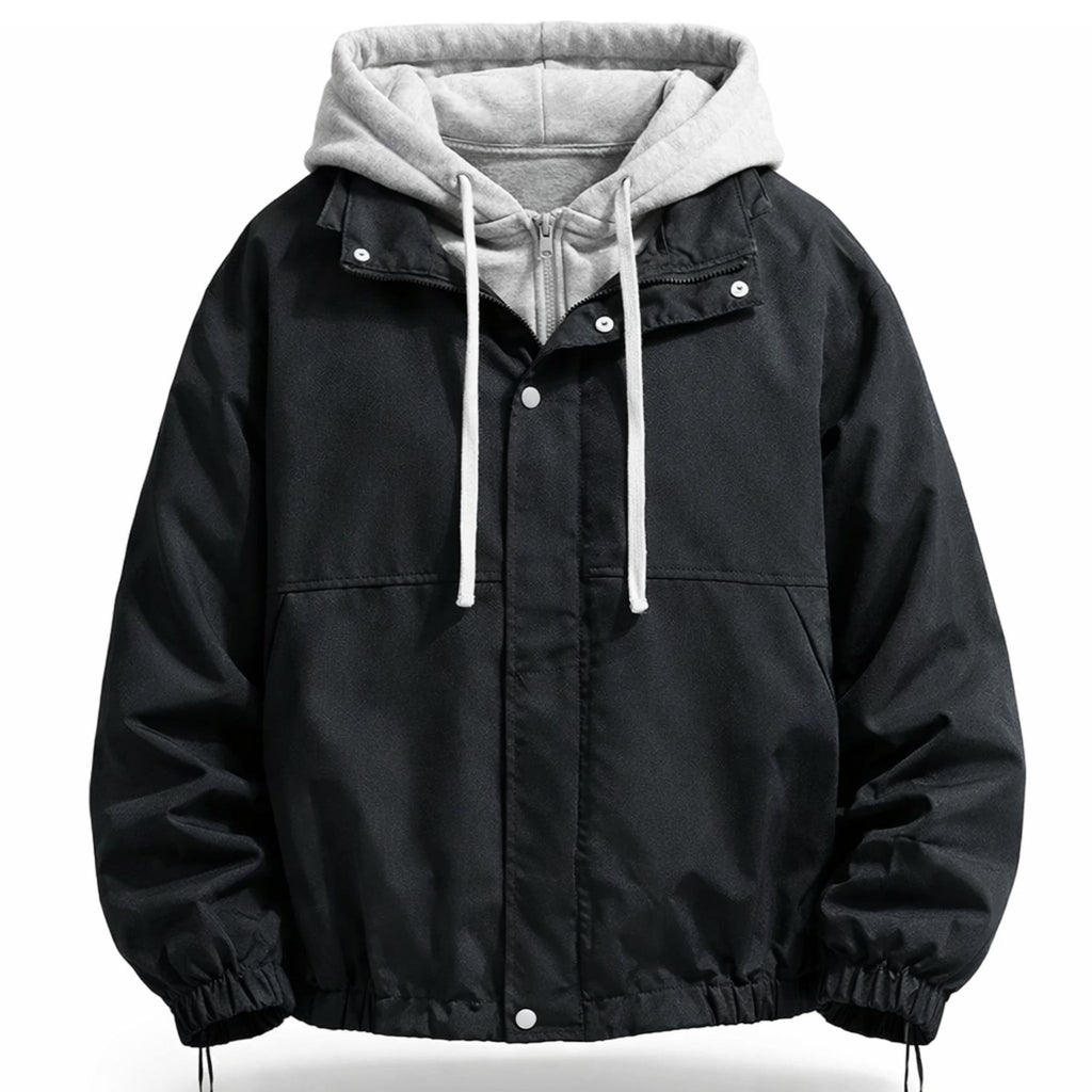 Men’s Faux Layered Spring Jacket – Casual Hooded Style
