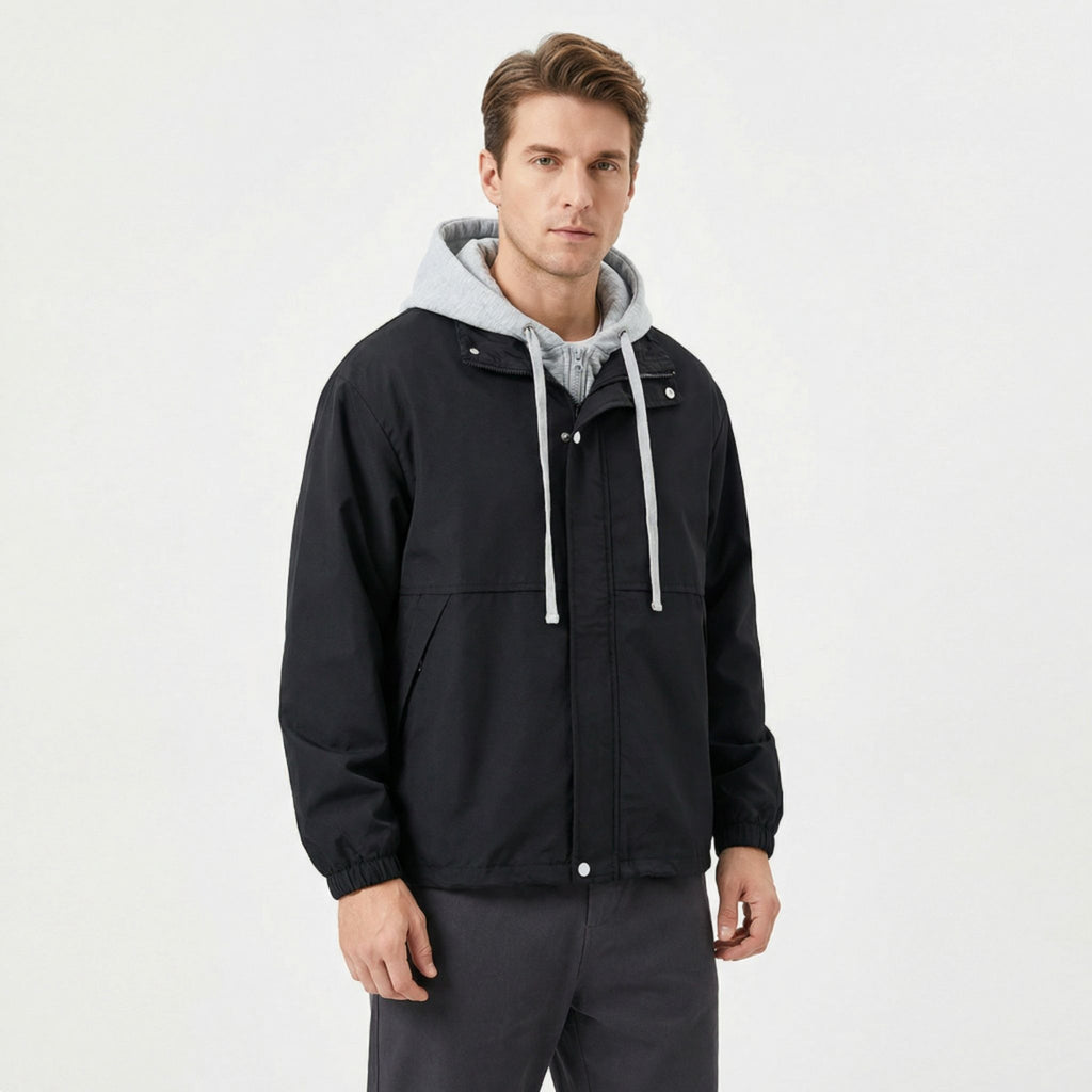 Men’s Faux Layered Spring Jacket – Casual Hooded Style