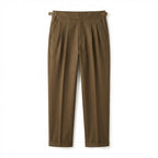 Men’s High Waist Pleated Trousers – Double Belt Straight Fit