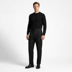 Men’s High Waist Pleated Trousers – Double Belt Straight Fit