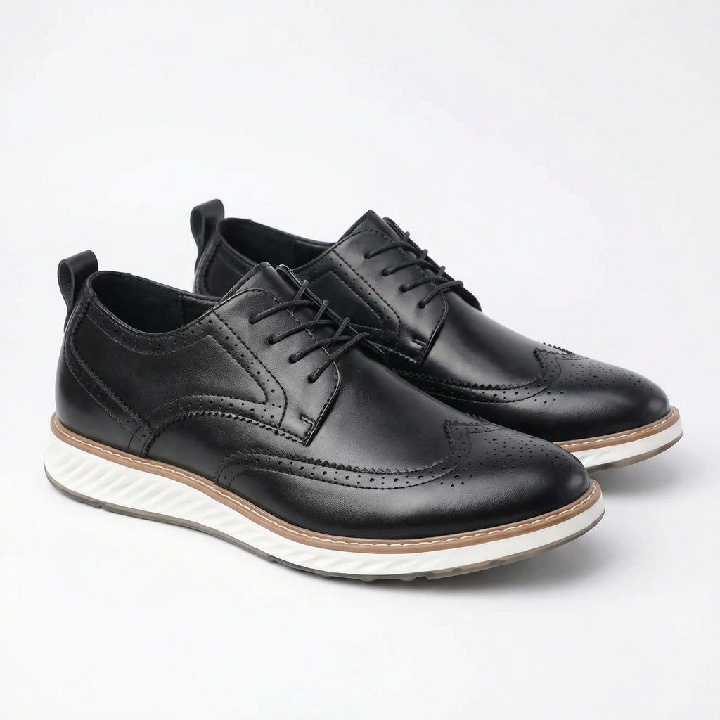Men’s Lace Up Brogue Shoes – Textured Low Top Style