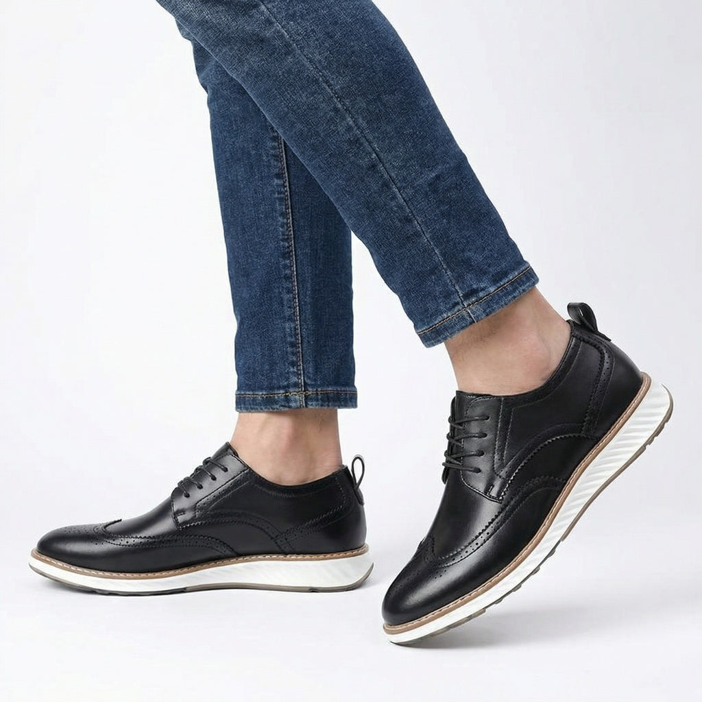 Men’s Lace Up Brogue Shoes – Textured Low Top Style