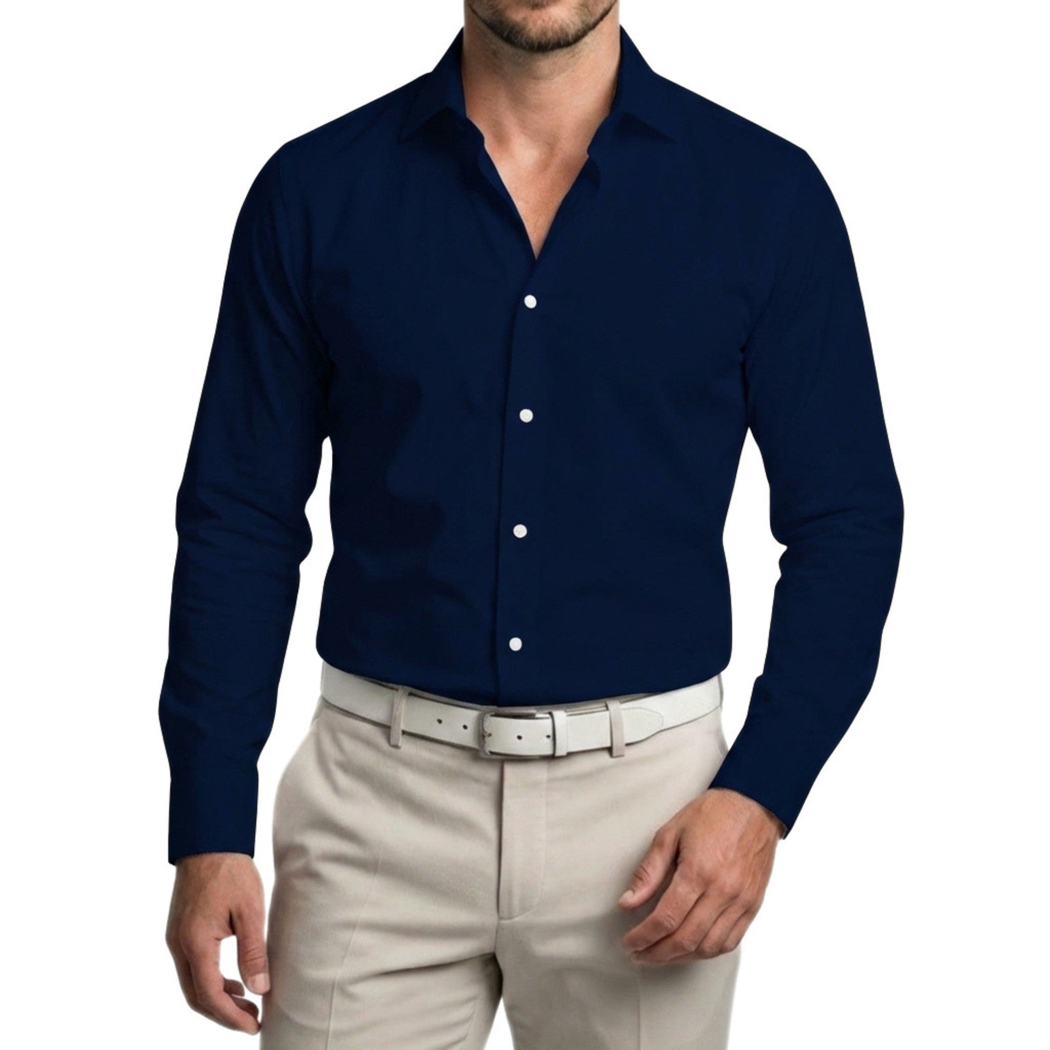 Men’s Long Sleeve Shirt – Button Front Regular Fit