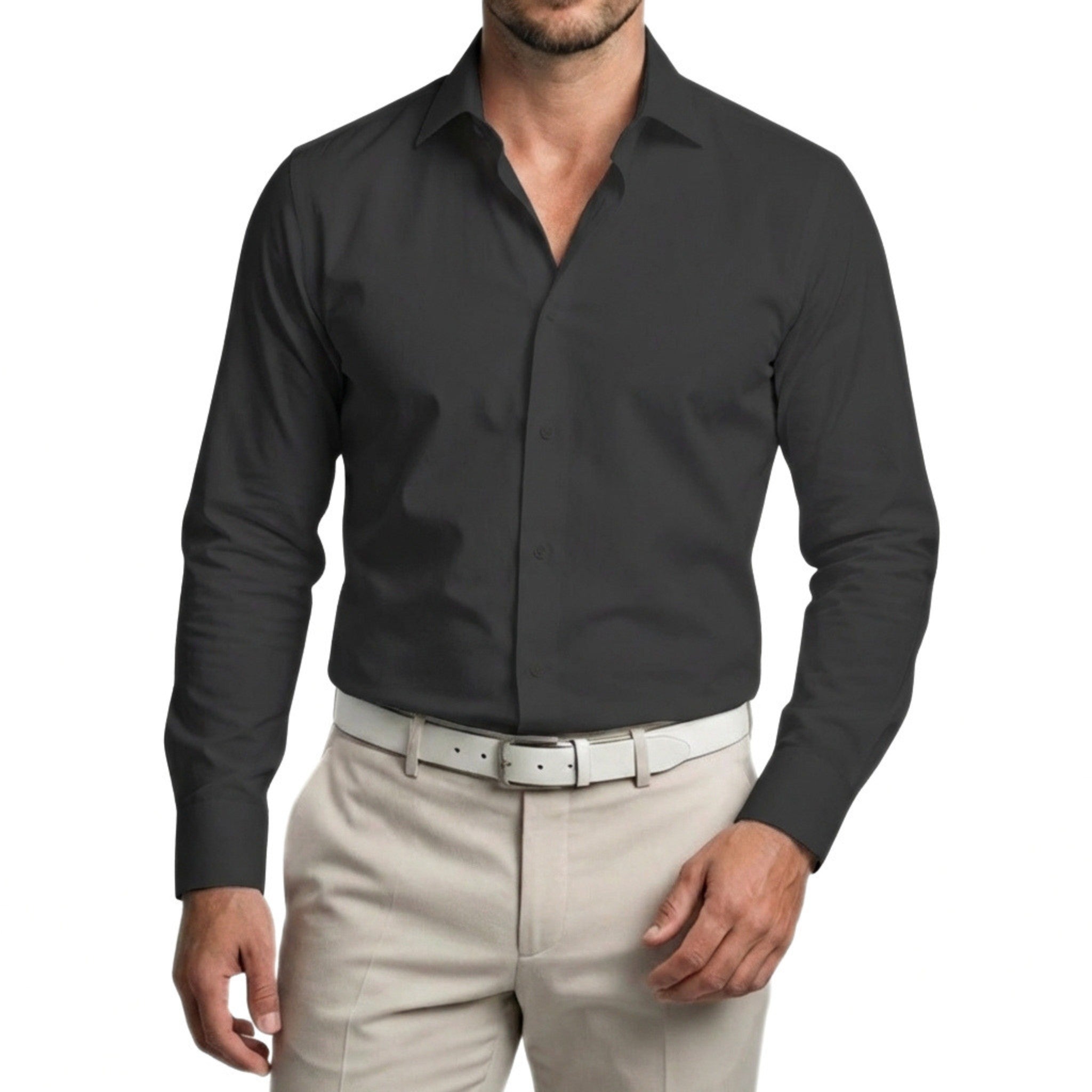 Men’s Long Sleeve Shirt – Button Front Regular Fit