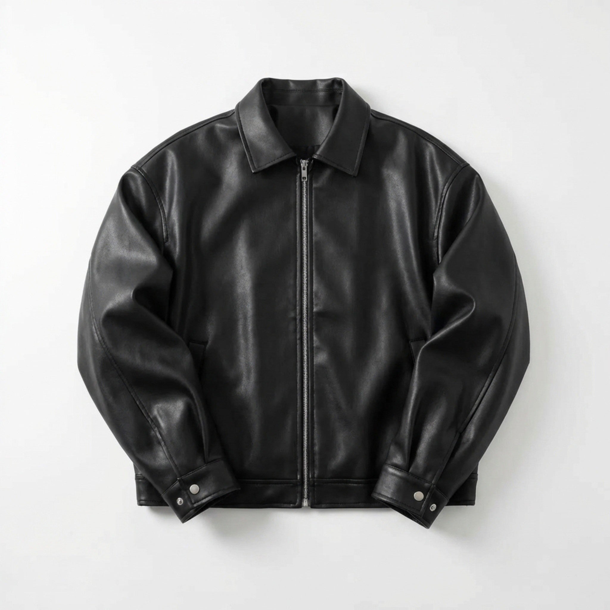 Men’s Oversized Faux Leather Jacket – Relaxed Fit
