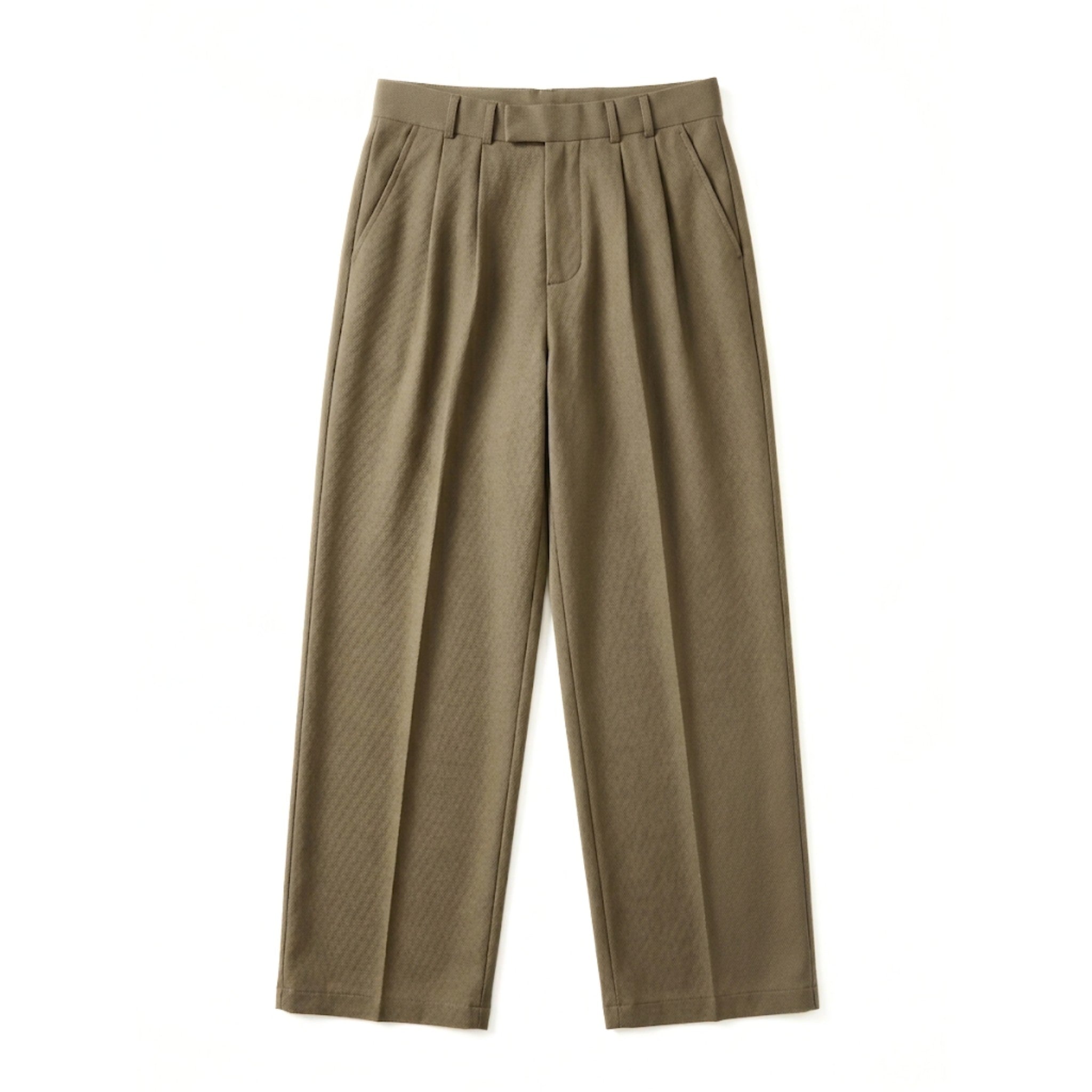 Men’s Pleated Loose Trousers – Straight Leg Woven Style