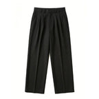 Men’s Pleated Loose Trousers – Straight Leg Woven Style