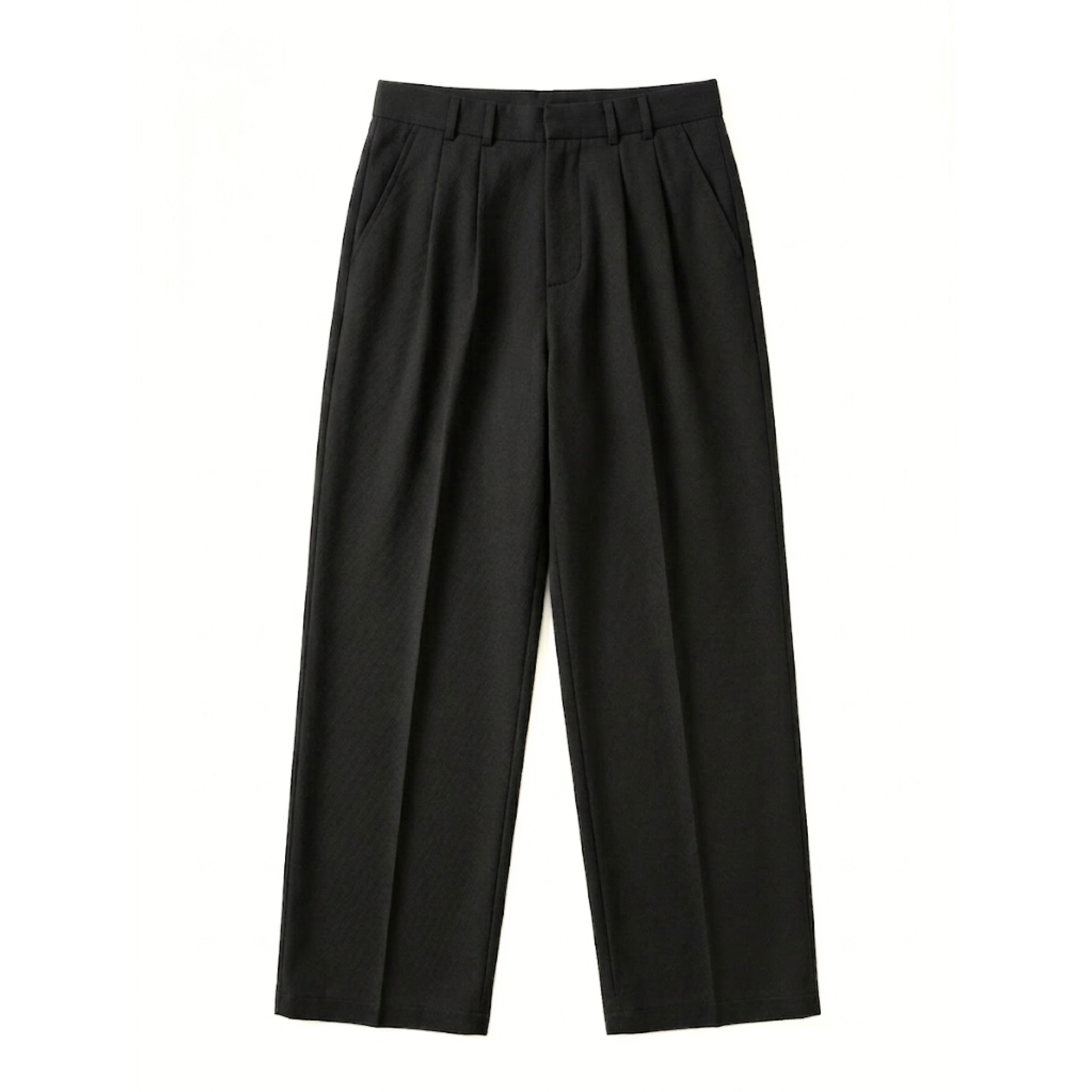 Men’s Pleated Loose Trousers – Straight Leg Woven Style