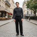 Men’s Pleated Loose Trousers – Straight Leg Woven Style