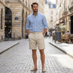 Men’s Pleated Mid Waist Shorts – Straight Leg Tailored