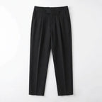 Men’s Pleated Regular Trousers – Straight Leg Button Closure