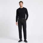 Men’s Pleated Regular Trousers – Straight Leg Button Closure
