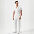 Men’s Pleated Short Sleeve Shirt and Drawstring Trousers Set