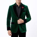Men’s Vintage Velvet Solid Colour Blazer – Regular Standard Fit Single Breasted One Button