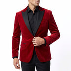 Men’s Vintage Velvet Solid Colour Blazer – Regular Standard Fit Single Breasted One Button