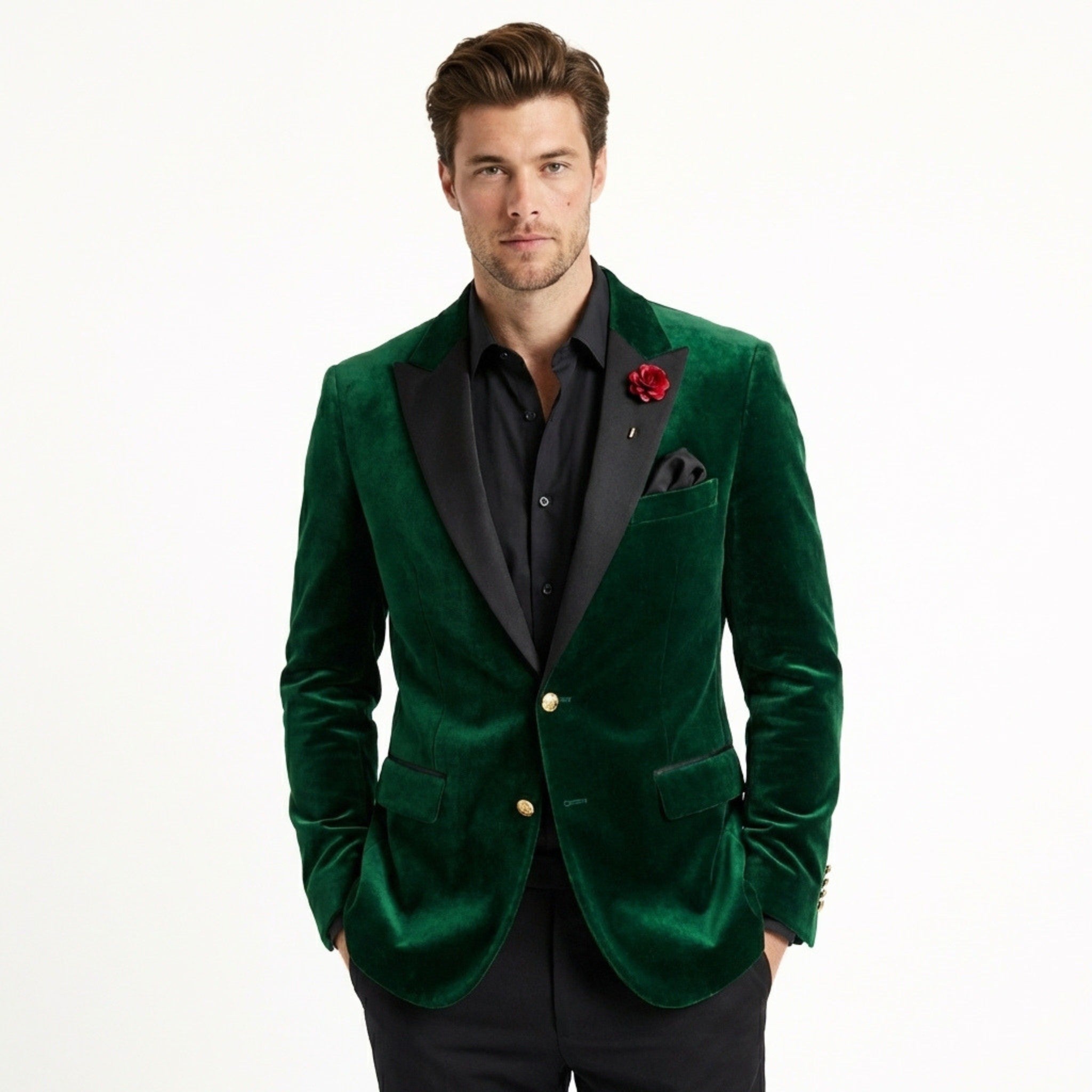 Men’s Vintage Velvet Solid Colour Blazer – Regular Standard Fit Single Breasted One Button
