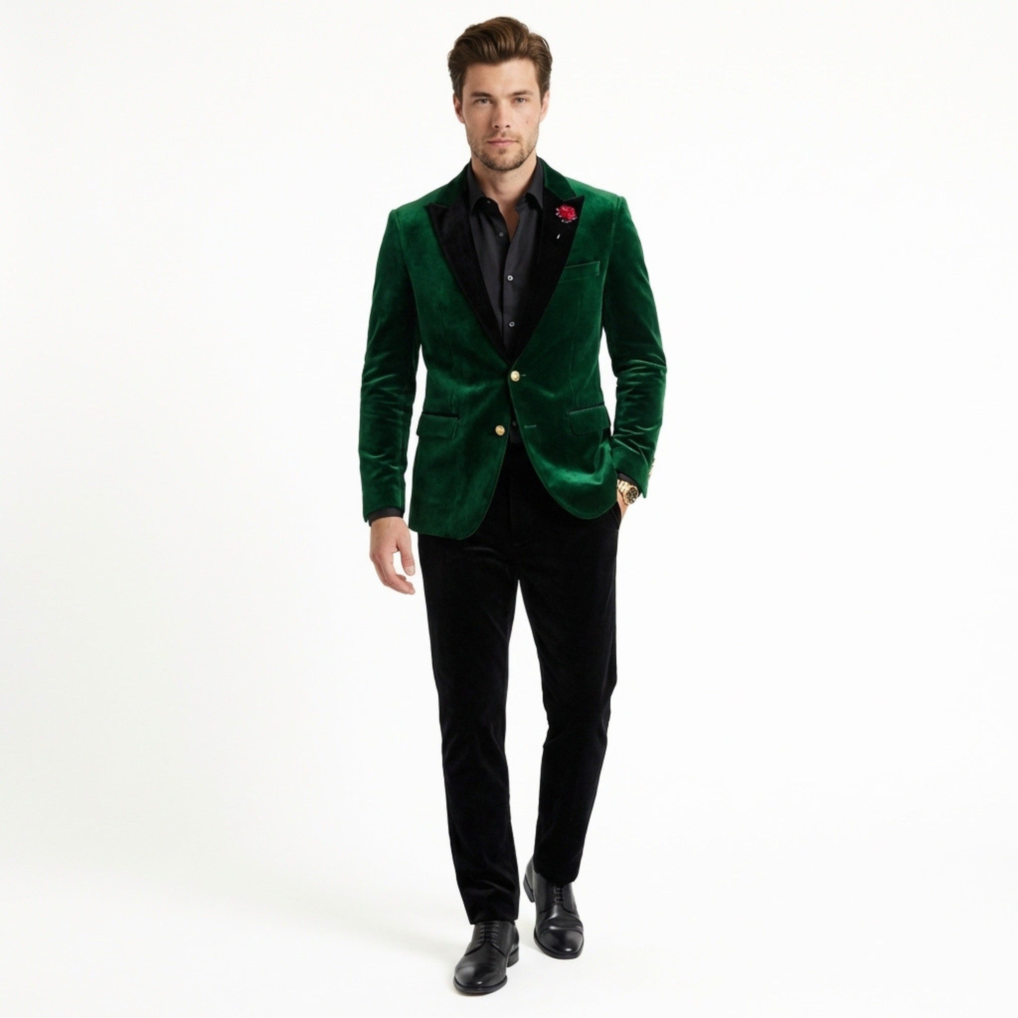 Men’s Vintage Velvet Solid Colour Blazer – Regular Standard Fit Single Breasted One Button